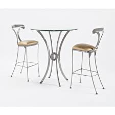 Viktor three piece dining set kitchen pub table white marble top, dark brown solid wood base, light gray fabric seat. Counter Height Bistro Dining Set Pub Table Dinette Set By Johnston Casuals