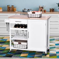 3.2 out of 5 stars. Homcom 4 Tier Rolling Kitchen Island Utility Wood Trolley Serving Cart Kitchen Storage Cart W Towel Rack Rubberwood Butcher Block Countertop Cabinet Drawer Shelves White Walmart Canada