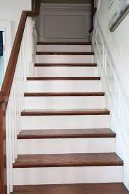How To Prep And Paint Stained Stairs White Stairs Painted White Painted Wood Stairs Paint Stairs Diy