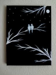Black And White Flower Painting Ideas Black And White Acrylic Painting Canvas Art Love Birds Silhouette Canvas Painting Wall Deco Canvas Art Painting Canvas Painting Projects Black Canvas Paintings