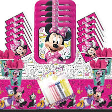 Minnie's dinner party mickey mouse cooking game play walkthrough. Minnie Mouse Party Supplies Pack Serves 16 Dinner Plates Luncheon Napkins Cups And Table Cover With