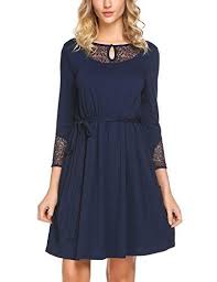 Darlings Damen Elegant Kleid Knielang Freizeitkleid Rundhals Cocktailkleid Casual Alltags Kleid Mit Spitze Patchwork Langar Mini Dress Fashion Dresses For Work