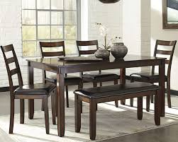 P purlove 6 piece dining table set, wood dining room table and 4 chairs with cushions 1 bench with cushion, retro style kitchen table set for 6 persons, antique gray. Buy Signature Design By Ashley Coviar Dining Room Table And Chairs With Bench Set Of 6 Online In Indonesia B071klzj4y