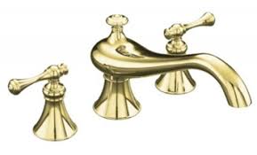 By change your bathroom, inc. Kohler K T16119 4a Pb Revival Deck Mount High Flow Bath Faucet Trim With Traditional Lever Handles Polished Brass Faucetdepot Com
