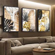 Nordic Plants Golden Leaf Canvas Painting Posters And Print Etsy In 2021 Wall Canvas Abstract Wall Art Canvas Wall Art