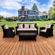 Atlantic Contemporary Lifestyle Atlantic Bradley 4 Piece Black Synthetic Wicker Patio Seating Set Patio Seating Sets Patio Seating Beautiful Outdoor Furniture