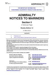 Admiralty Notices To Mariners United Kingdom Hydrographic