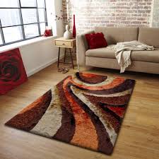 Plush Bedroom Area Rug In Brown And Orange Alfombras Modernas Alfombras Decoracion De Unas