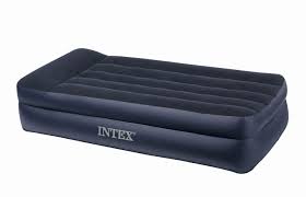 Intex 66705e Gray Raised Pillow Rest Air Mattress With Built In Pump Twin Walmart Com Air Bed Air Mattress Mattress