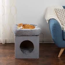 1 Piece Grey 20 Inches High Scratcher Cat Condo Gray Tunnel Bed Pet House Kitty Furniture Cave Shaped Ro Heated Outdoor Cat House Outdoor Cat House Cat Condo