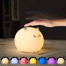 Silicone Night Light Bedside Lamp Cat Color Light Rechargeable Children Cute Night Lamp Bedroom Kid Light Gift Pressure Reducing Led Night Lights Aliexpress