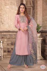 Check spelling or type a new query. Pink And Grey Color Combination Plazo Suit Anokhi Fashion