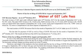 Sign your request for a fee waiver under penalty of perjury. Gst Late Fee Waived For August And September 2017 Official News