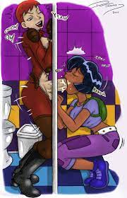 2futas alex (totally spies) backpack balls breasts clothed  clothing dark-skinned female dark skin dialogue donna ramon dtiberius duo  fellatio female fully clothed futa on futa futa only futadom futanari