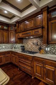 Kitchen Knotty Cherry Cabinets Glass Tile Quartz Countertop Dream Kitchens Design Rustic Kitchen Cabinets Rustic Kitchen