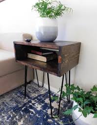Industrial Nightstand Modern End Table Hairpin Leg Etsy Modern End Tables Industrial Bedside Tables Industrial Bedside