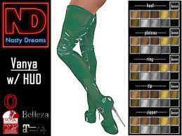 Second Life Marketplace Nasty Dreams Vanya Latex Boots Green