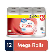 Great Value Ultra Strong Premium Toilet Paper 12 Mega Rolls Walmart Com Walmart Com