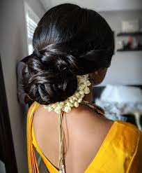 Amplified Soul Make Up The Half Moon Jasmine Bun For Brides Who Love The Smell And Just A Touch Of Fl Wedding Bun Hairstyles Indian Hairstyles Bun Hairstyles