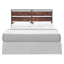 Its engineered and solid wood frame is upholstered in a polyester and linen blend. Queen Size Metal And Wood Panel Headboard Brown Saracina Home Target