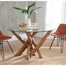 Round glass dining table and chairs. Teak Root Drift Round Glass Dining Table Teak Root Furniture