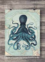 Kraken Octopus Print Tentacles Vintage Print Printable Art Etsy Nautical Art Printable Art Etsy Printable Art