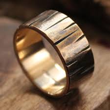 Mens Wedding Ring 18k Solid Rustic Gold Wedding Band Steampunk Ring Unique Pattern Texture Wide Design Rings For Men Unusual Wedding Rings Rustic Wedding Rings