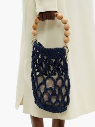 Polaris Beaded Handle Woven Bag Rosantica Matchesfashion Us Woven Bag Diy Crochet Rug Handmade Bags