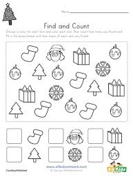 Christmas worksheets and christmas games for preschool, kindergarden, first grade and second grade Christmas Find And Count Worksheet All Kids Network