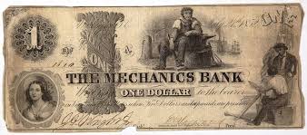 Washington Dc Obsolete Money Mechanics Bank One Dollar Banknote Notas