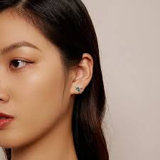 Cute Bird Stud Earrings for Women 925 Sterling Silver Cubic Zirconia Green  Crystal Flying Animal Pigeon Cartilage Tiny Studs