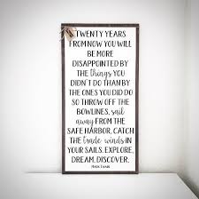 Handcrafted 16x30 Mark Twain Quote Twenty Years From Now You Etsy