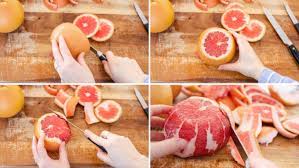 Using the sharp knife, cut ¼ inch slices of grapefruit. How To Cut A Grapefruit 5 Different Ways Buttered Side Up
