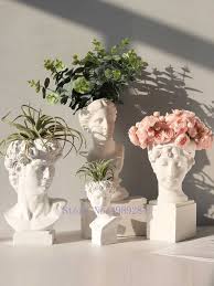 Style Nordique Moderne Vase Portrait Creatif Tete Humaine Ornements Decoratifs Resine David Venus In 2020 Vase Crafts Aesthetic Room Decor Flower Pots