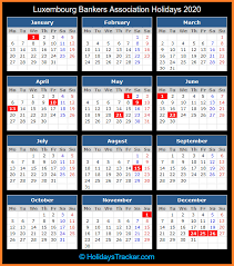 Luxembourg Bankers Association Holidays 2020 Holidays Tracker
