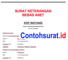 Surat Keterangan Bebas Aset Resmi Kepala Sekolah Surat Tanda