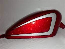 Candy Red Flake With Silver Flake Scallops Paint Set Details Gas Tank Paint Motorcycle Painting Tank Painting