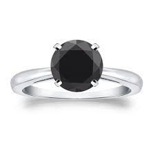 Ladies womens 9ct 9carat white gold diamond solitaire engagement ring size n. Certified 14k White Gold 4 Prong Black Diamond Solitaire Ring 2 00 Ct Tw Diamondstuds Com