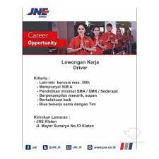 Loker solo driver, pelaksana gudang dan asisten driver di pt propan raya icc. Lowongan Kerja Driver Jne Klaten Info Loker Solo