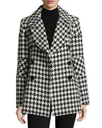 Black And White Houndstooth Coat Women S Sofia Cashmere Double Breasted Houndstooth Peacoat White Black Sofia Cashmere Wool Peacoat Coat