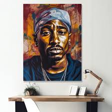 DESIGN ART Designart "Tupac King Of Rap I" Celebrity Wall Decor 34 in. wide  x 44 in. high
