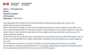 Canada Eta Sample Visa Online Visa Canada Canada Travel