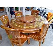 Bahan baku utama top meja pakai kayu trembesi; Meja Makan Bulat Ukiran 6 Kursi Dan 4 Kursi Shopee Indonesia