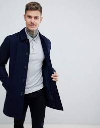 Shop the latest asos design wool mix overcoat in camel trends with asos! Asos Design Wool Mix Trench Coat In Navy Latest Clothes For Men Trench Coat Men Men S Trench Coat