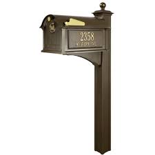 Post mount mounted mailbox home safety newspaper holder mailbox gaines keystone metallic accents fleur de lis. French Bronze Balmoral Streetside Monogram Mailbox Post Package 16237 719455162378 Ebay