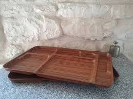 Lot De 2 Plateaux Repas Vintage Caleppio Robex Marron Etsy Tray Serving Tray Kitchen