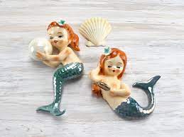 5 out of 5 stars. Vintage Lefton Mermaid Set Mermaid Wall Hanging 1950s Etsy Mermaid Figurine Vintage Mermaid Mermaid Wall