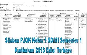 Download as docx, pdf, txt or read online from scribd. Silabus Pjok Kelas 1 Sd Mi Semester 1 Kurikulum 2013 Edisi Terbaru Guru Krebet 3