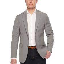 Stafford Hopsack Mens Stretch Classic Fit Blazer 52 Regular Gray In 2021 Blazer Fitted Blazer Mens Fashion Classic