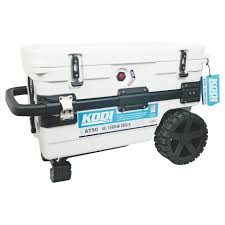 Clevr 68 quart rolling foosball cooler ice chest patio outdoor party portable. Kodi At50 White All Terrain Wheeled Cooler Shop Coolers Ice Packs At H E B